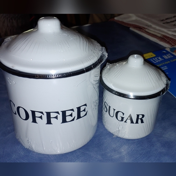 🆕 ☕Last Set....  Metal Coffee Bar Pair of Canisters. - Picture 2 of 6